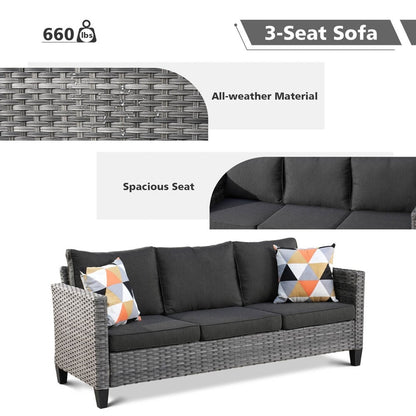 Set di divani da conversazione in vimini da giardino OVIOS da 6 pezzi con sedie a dondolo girevoli