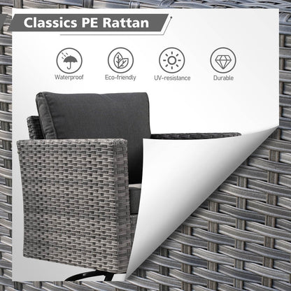 Set di divani da conversazione in vimini da giardino OVIOS da 6 pezzi con sedie a dondolo girevoli