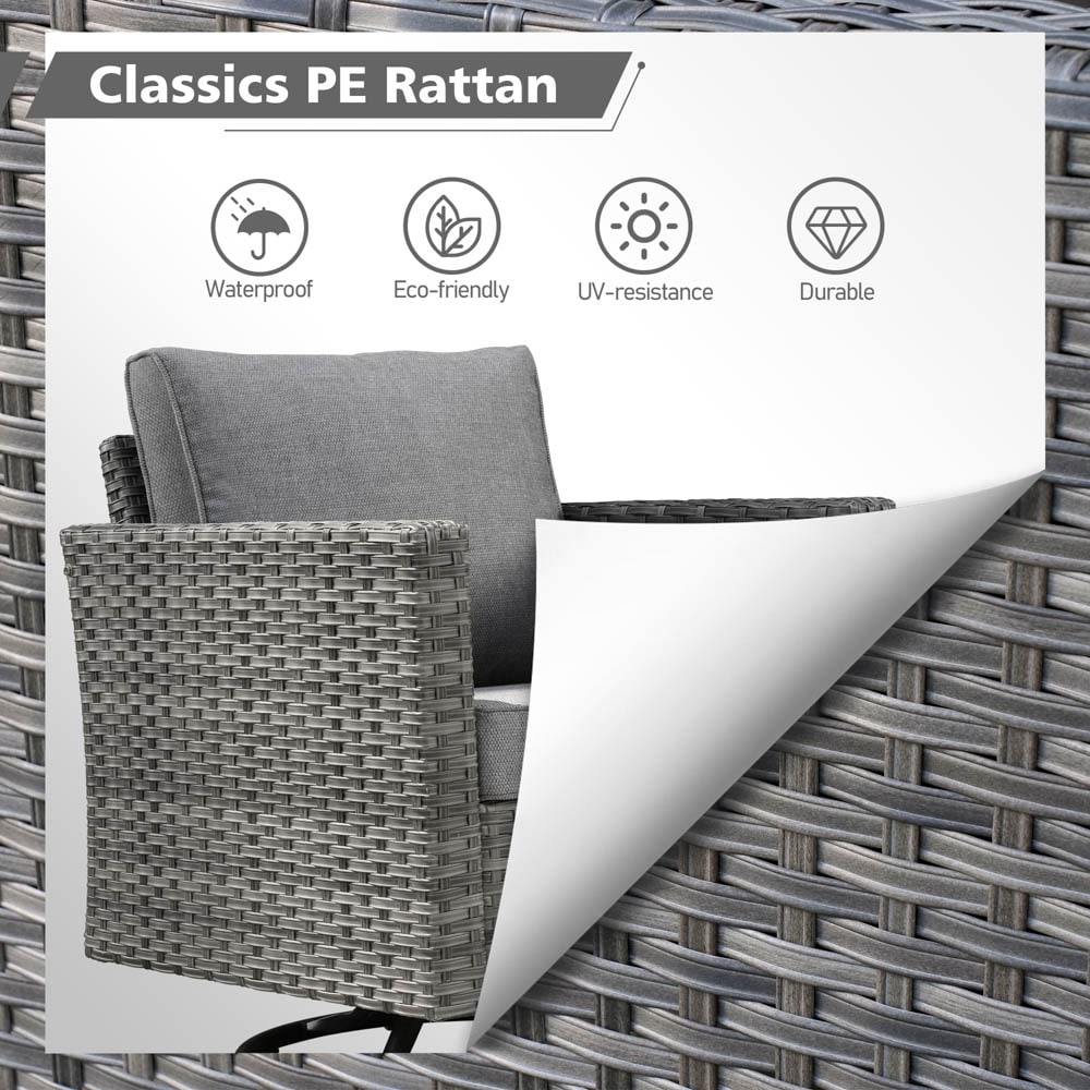 Set di divani da conversazione in vimini da giardino OVIOS da 6 pezzi con sedie a dondolo girevoli