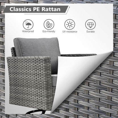 Set di divani da conversazione in vimini da giardino OVIOS da 6 pezzi con sedie a dondolo girevoli