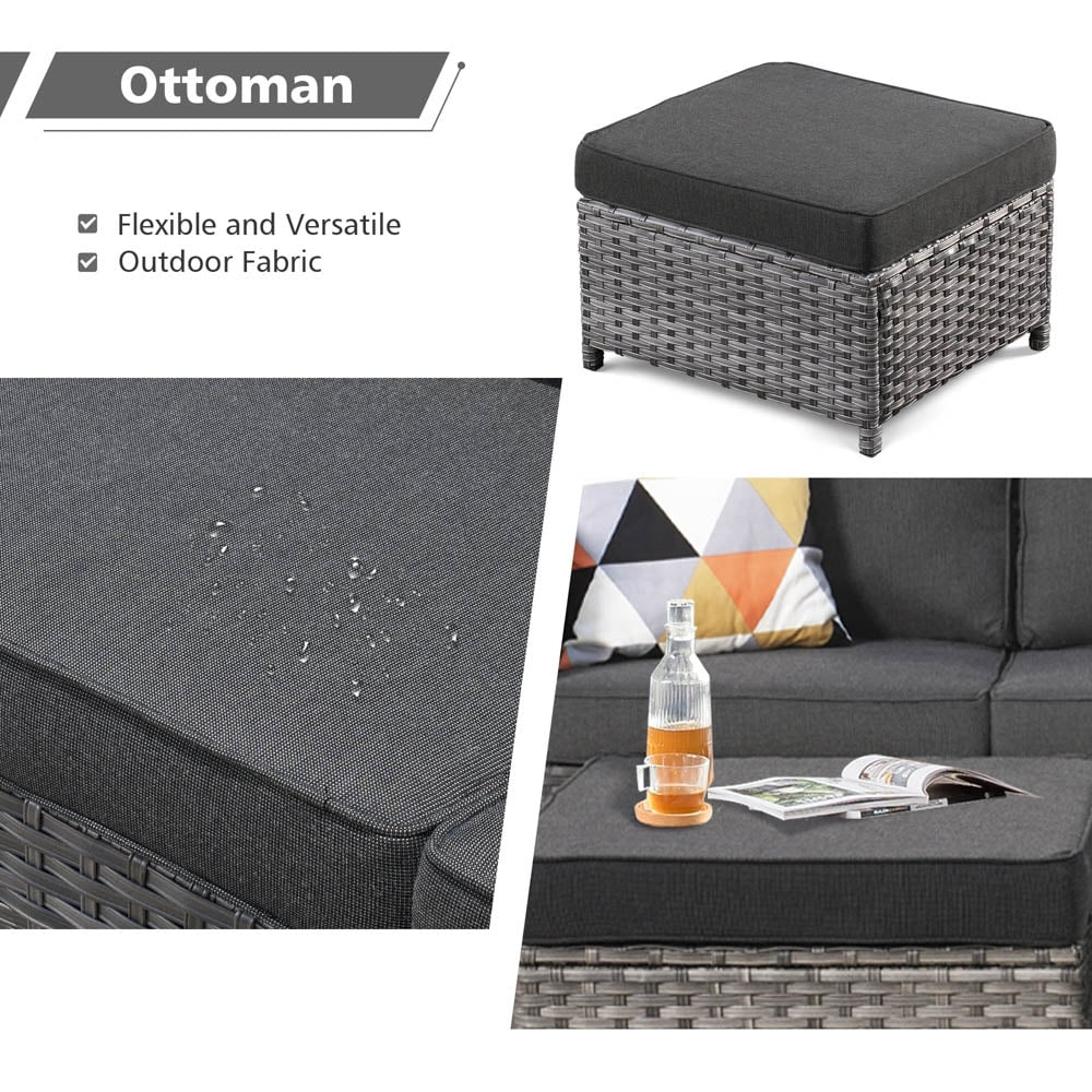 Set di divani da conversazione in vimini da giardino OVIOS da 6 pezzi con sedie a dondolo girevoli