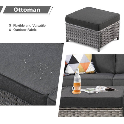 Set di divani da conversazione in vimini da giardino OVIOS da 6 pezzi con sedie a dondolo girevoli