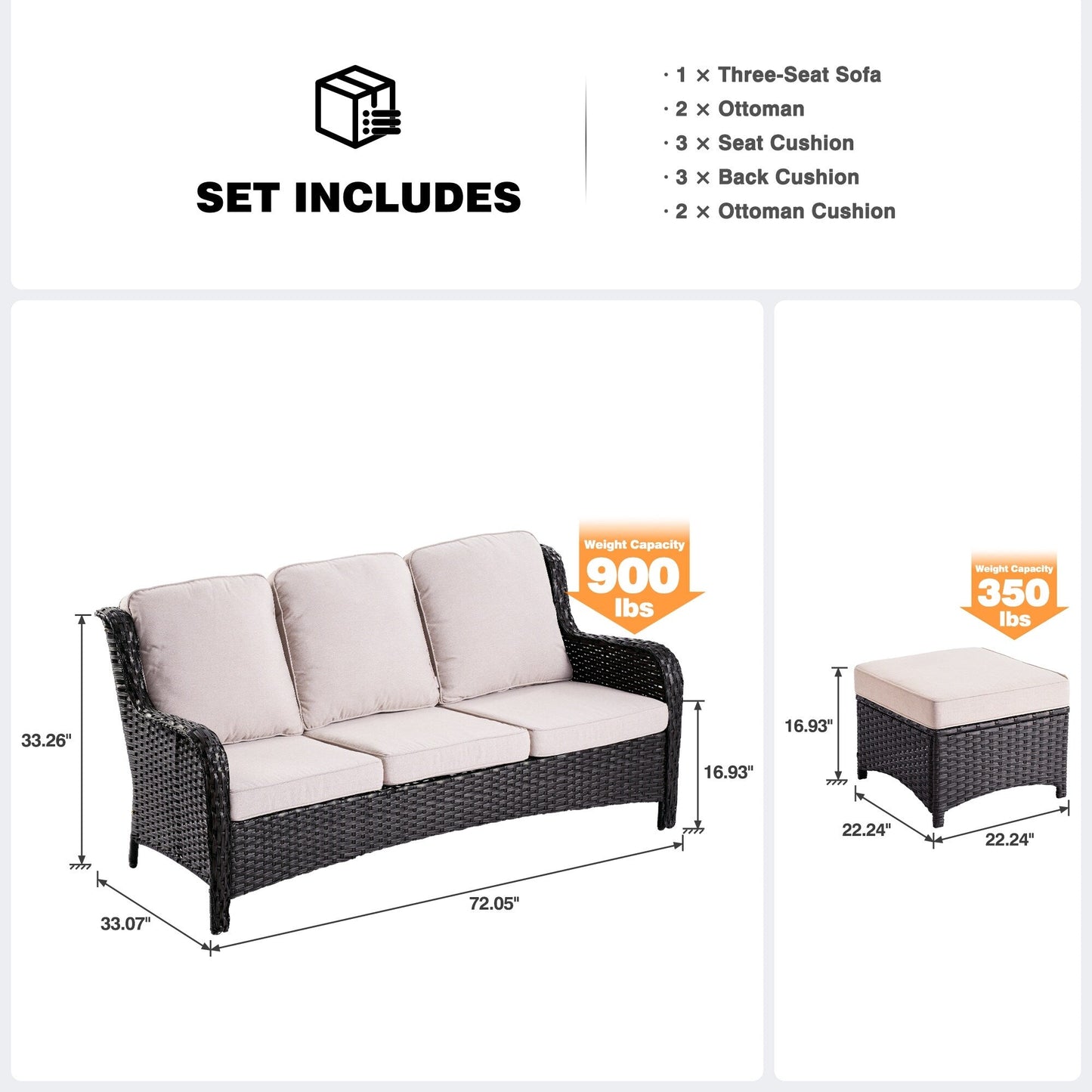 Set di mobili da conversazione per patio OVIOS da 7 pezzi