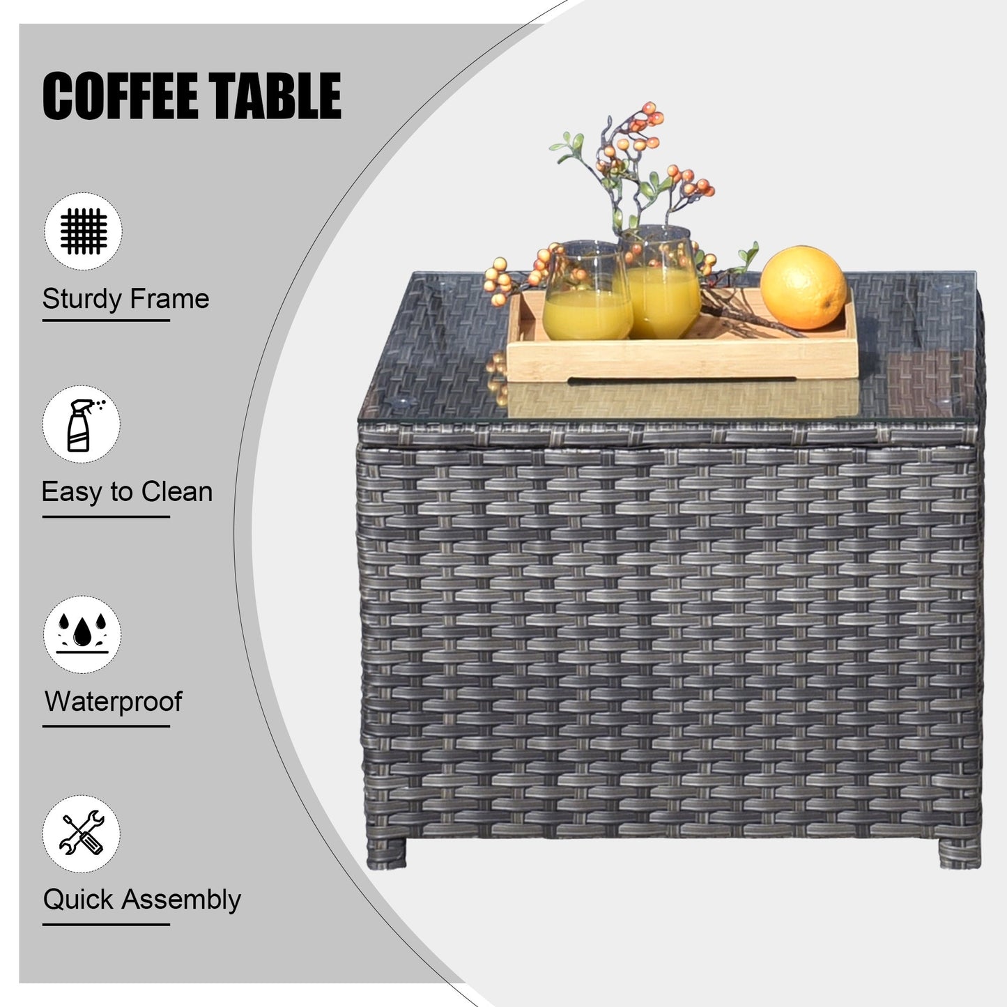 Set di mobili da giardino in vimini OVIOS da 7 pezzi con sedie a dondolo girevoli