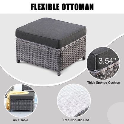 Set di mobili da giardino in vimini OVIOS da 7 pezzi con sedie a dondolo girevoli