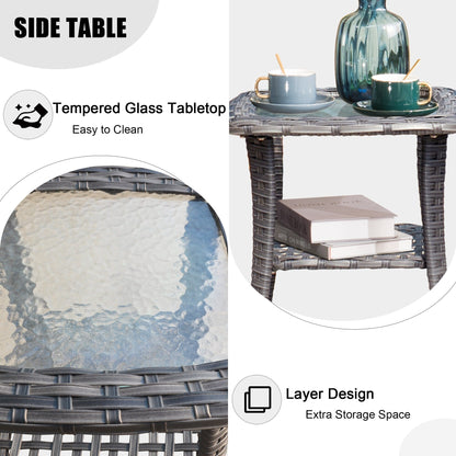 Set di mobili da giardino in vimini OVIOS da 7 pezzi con sedie a dondolo girevoli