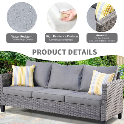 Set da conversazione in vimini per esterni OVIOS da 7 pezzi