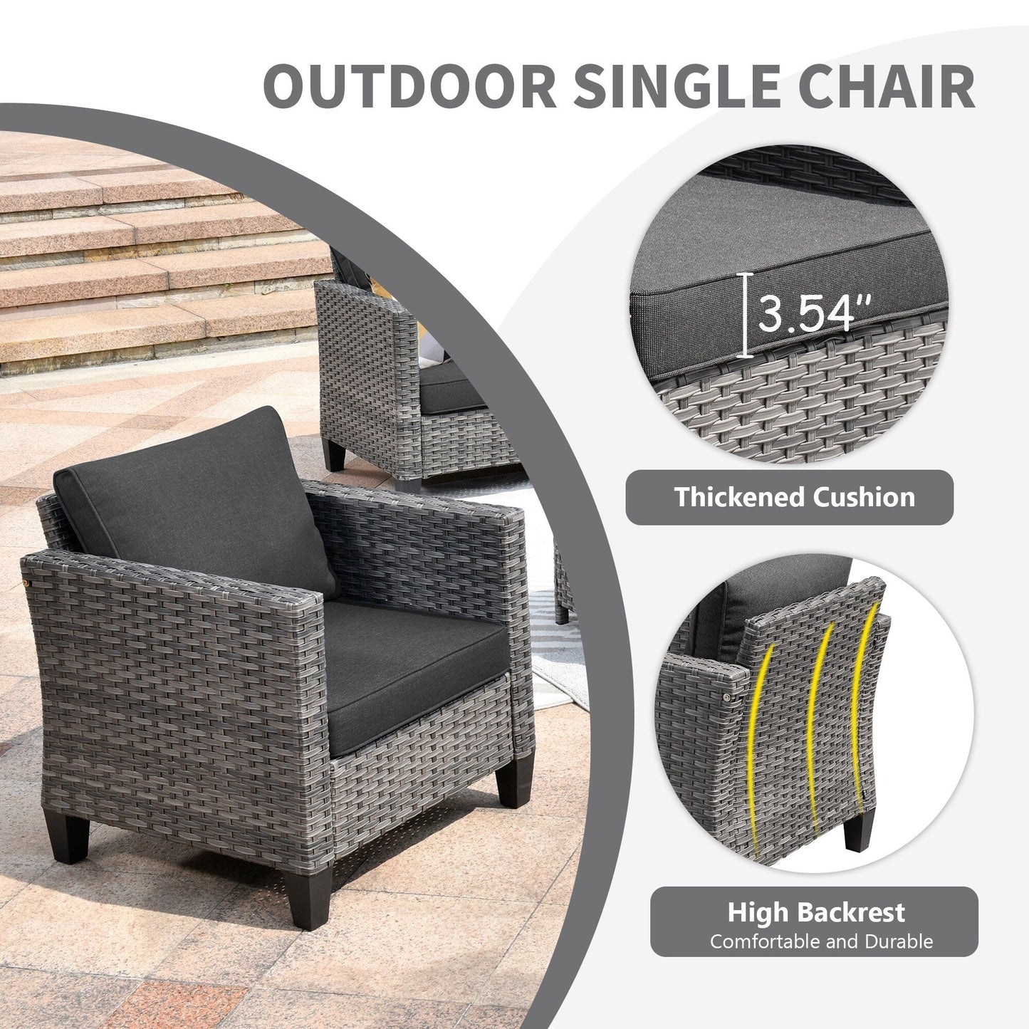 Set da conversazione in vimini per esterni OVIOS da 7 pezzi