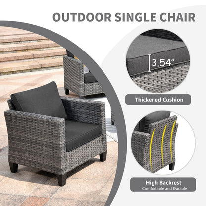 Set da conversazione in vimini per esterni OVIOS da 7 pezzi