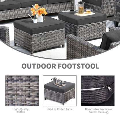 Set da conversazione in vimini per esterni OVIOS da 7 pezzi