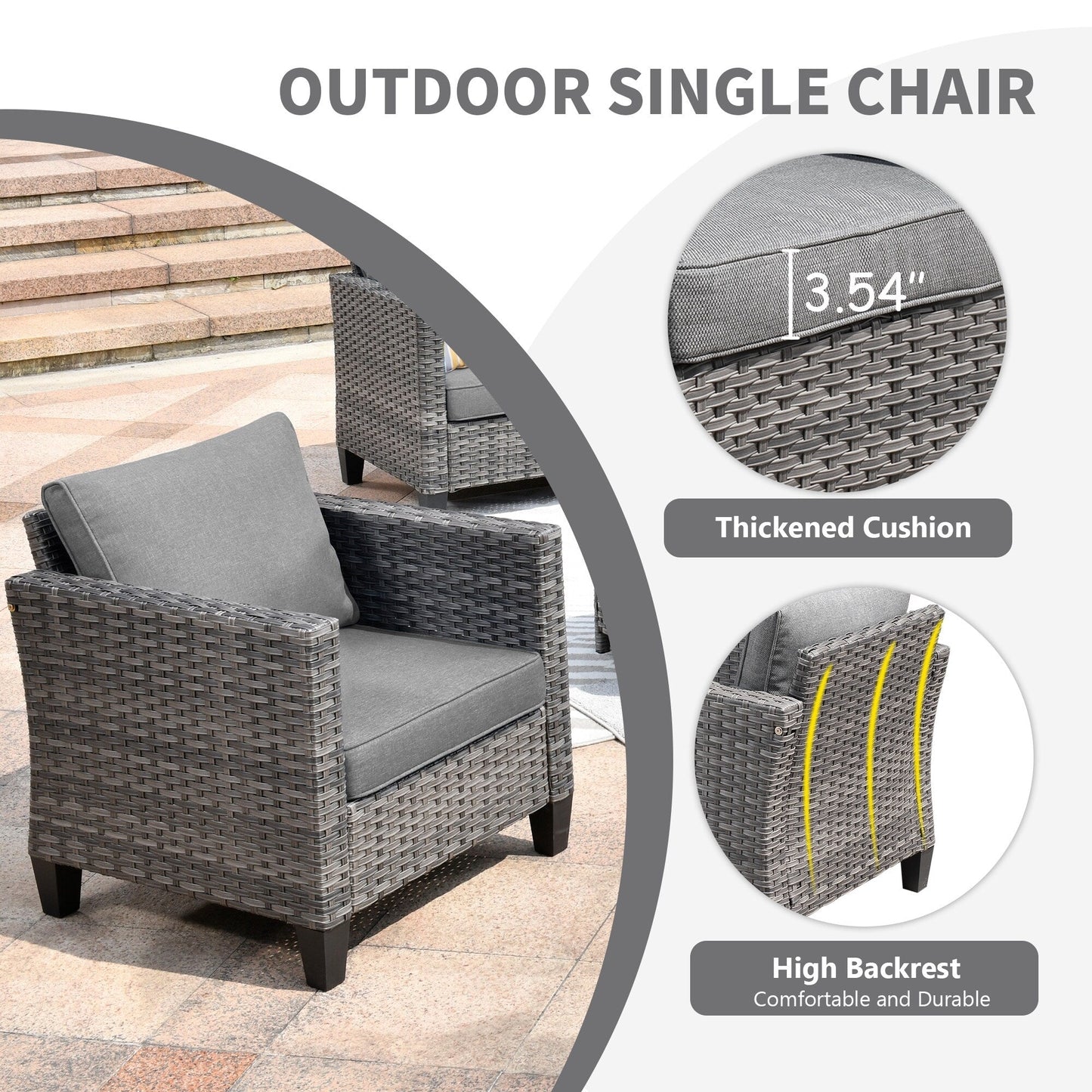 Set da conversazione in vimini per esterni OVIOS da 7 pezzi