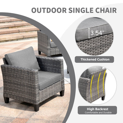 Set da conversazione in vimini per esterni OVIOS da 7 pezzi