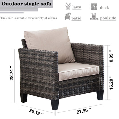 Set da conversazione in vimini per esterni OVIOS da 7 pezzi