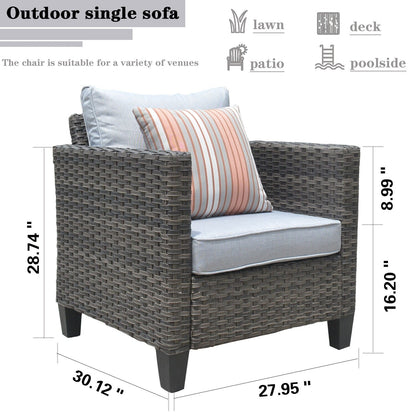 Set da conversazione in vimini per esterni OVIOS da 7 pezzi