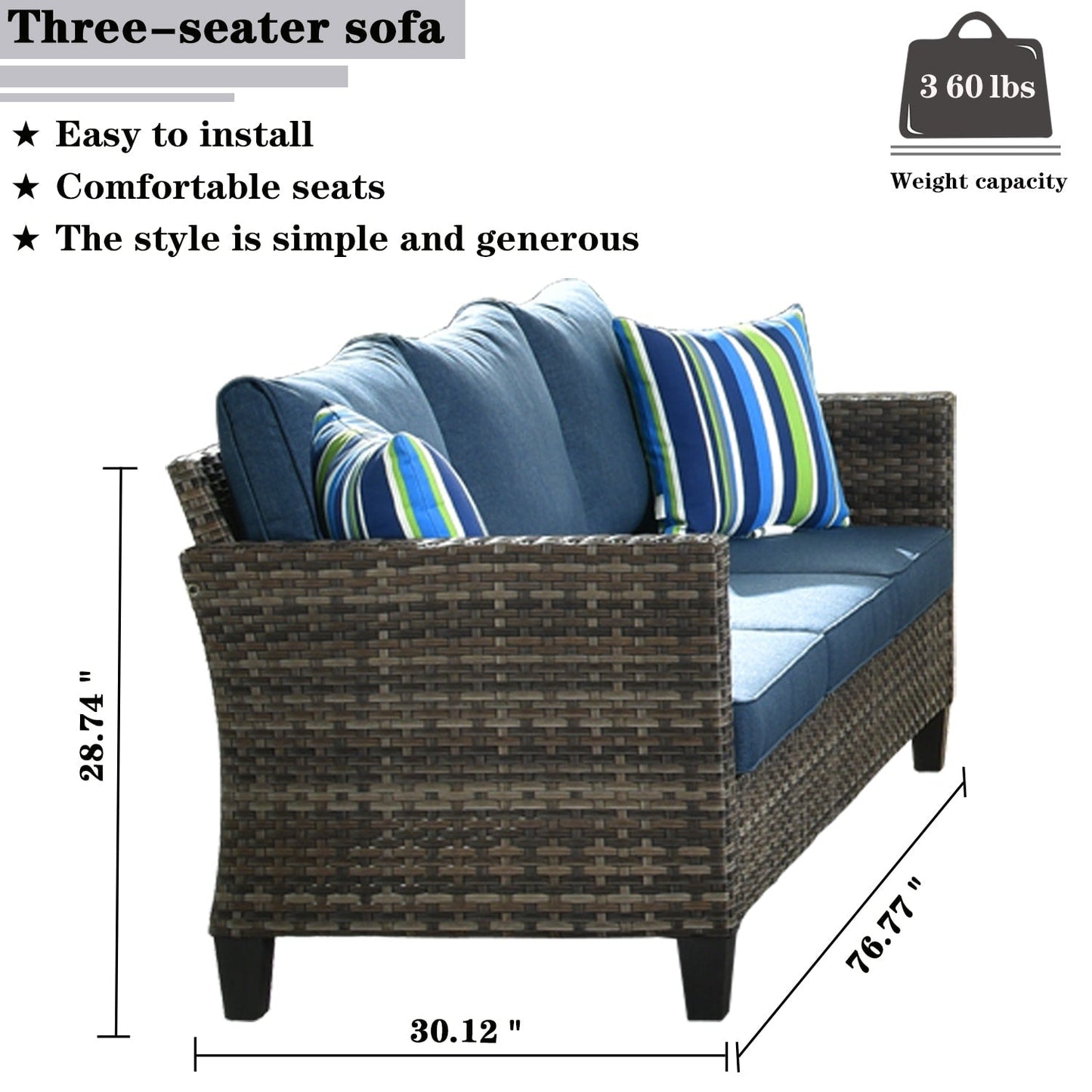 Set da conversazione in vimini per esterni OVIOS da 7 pezzi