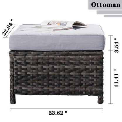 Set da conversazione in vimini per esterni OVIOS da 7 pezzi