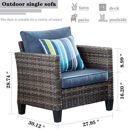 Set da conversazione in vimini per esterni OVIOS da 7 pezzi