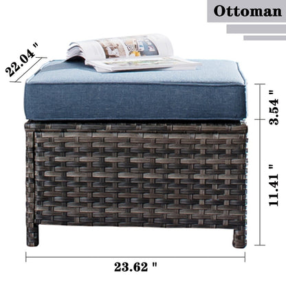 Set da conversazione in vimini per esterni OVIOS da 7 pezzi