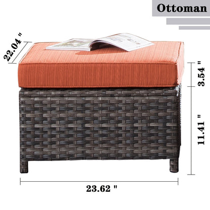 Set da conversazione in vimini per esterni OVIOS da 7 pezzi