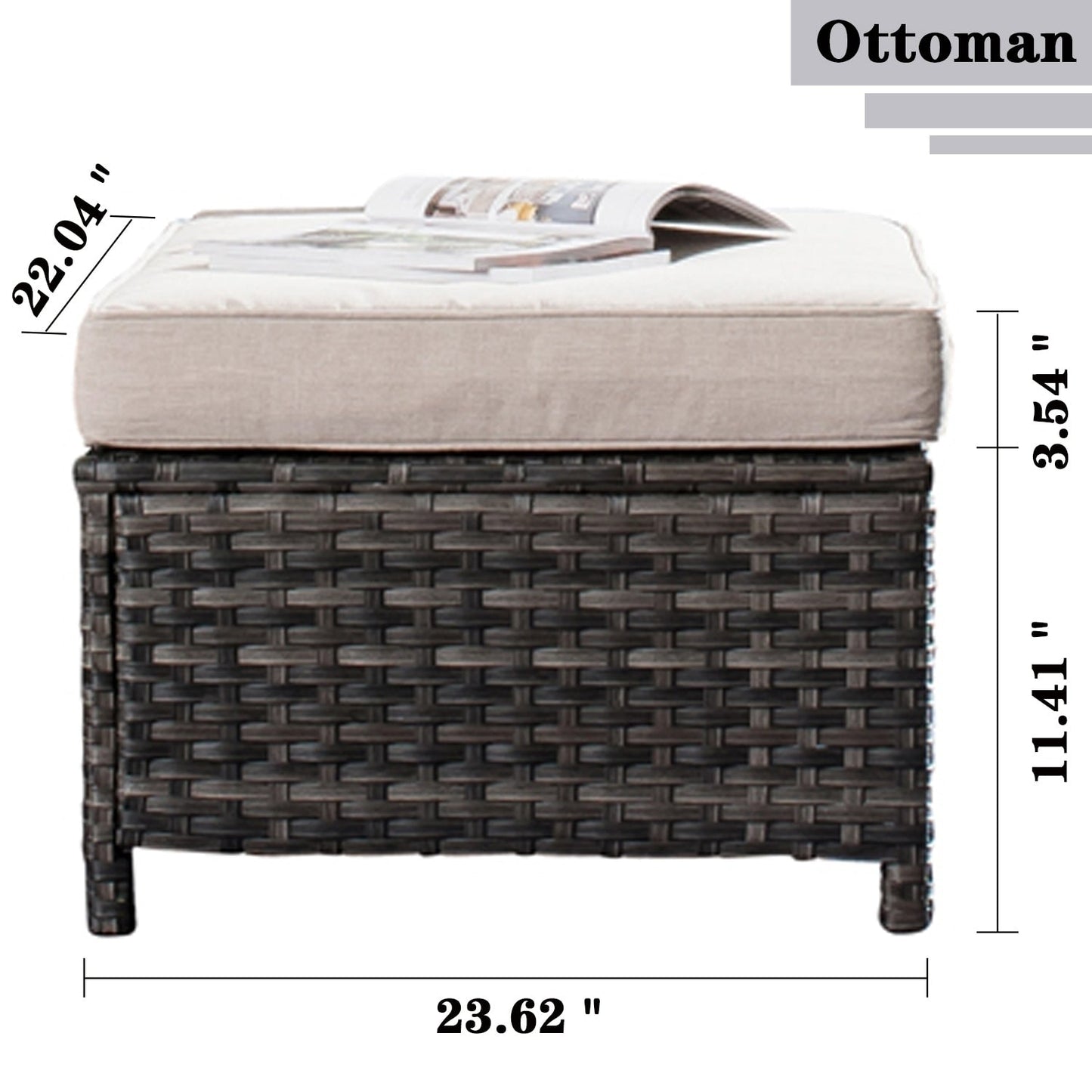 Set da conversazione in vimini per esterni OVIOS da 7 pezzi