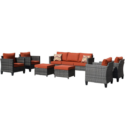 Set da conversazione in vimini per esterni OVIOS da 7 pezzi