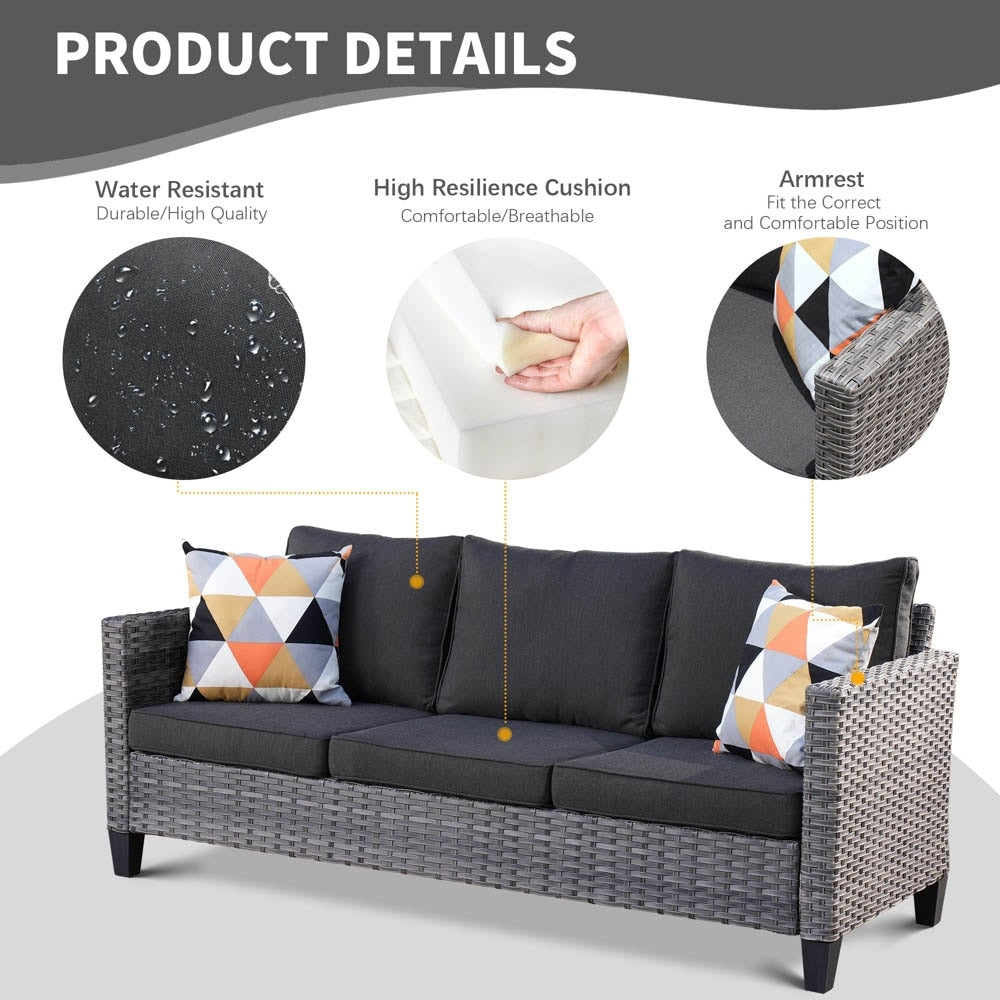 Set di mobili da conversazione in vimini da giardino OVIOS da 8 pezzi con sedie girevoli