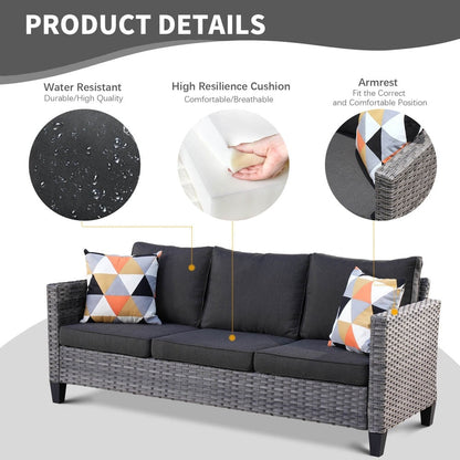 Set di mobili da conversazione in vimini da giardino OVIOS da 8 pezzi con sedie girevoli