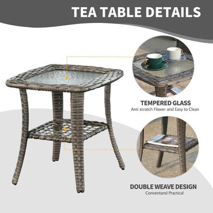 Set di mobili da conversazione in vimini da giardino OVIOS da 8 pezzi con sedie girevoli