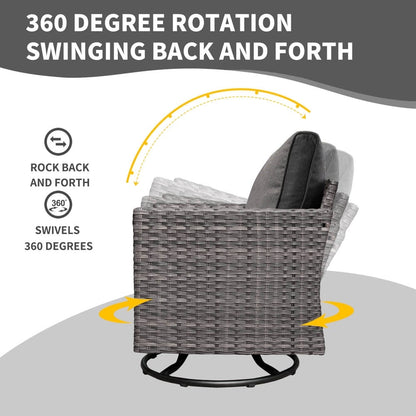 Set di mobili da conversazione in vimini da giardino OVIOS da 8 pezzi con sedie girevoli