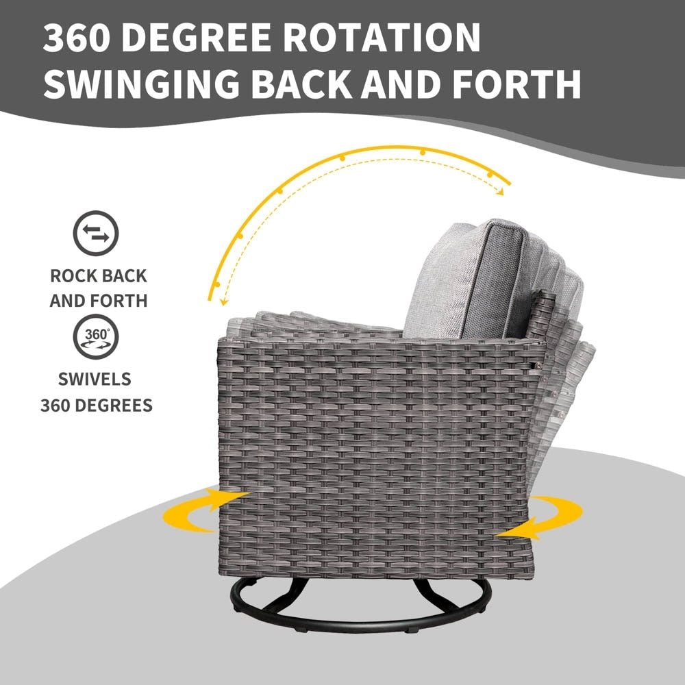 Set di mobili da conversazione in vimini da giardino OVIOS da 8 pezzi con sedie girevoli