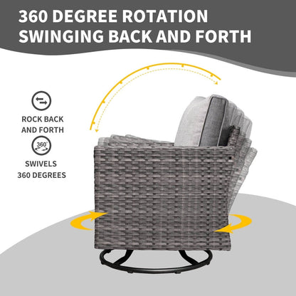 Set di mobili da conversazione in vimini da giardino OVIOS da 8 pezzi con sedie girevoli