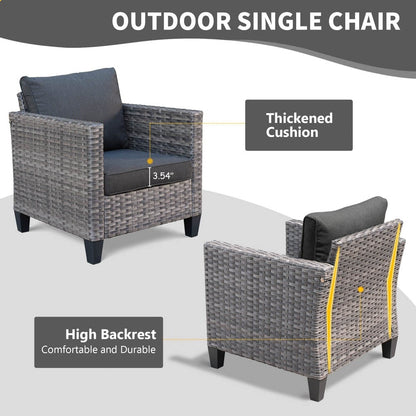 Set di mobili da conversazione in vimini da giardino OVIOS da 8 pezzi con sedie girevoli