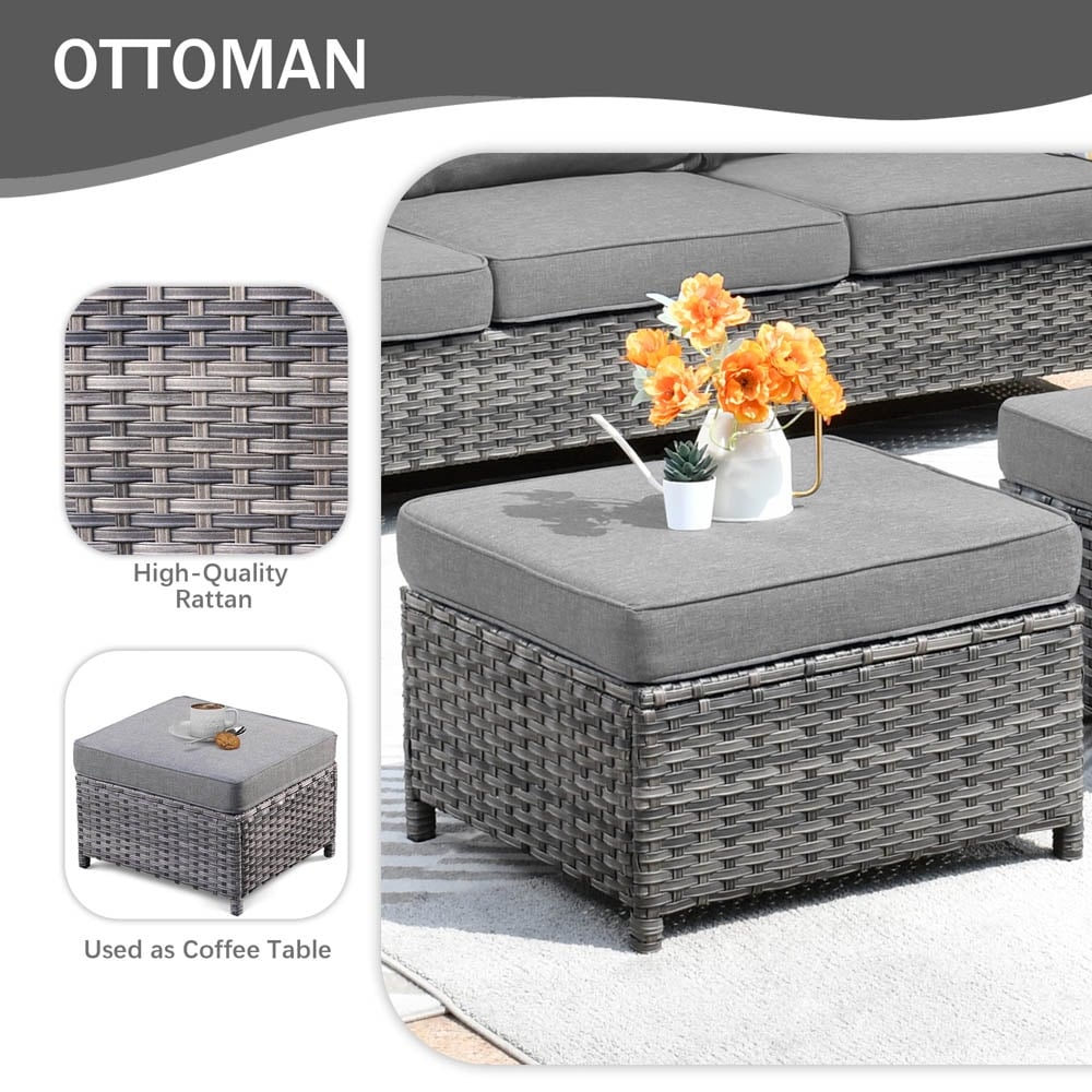 Set di mobili da conversazione in vimini da giardino OVIOS da 8 pezzi con sedie girevoli