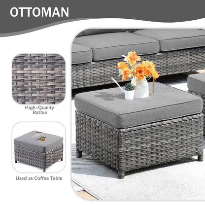 Set di mobili da conversazione in vimini da giardino OVIOS da 8 pezzi con sedie girevoli