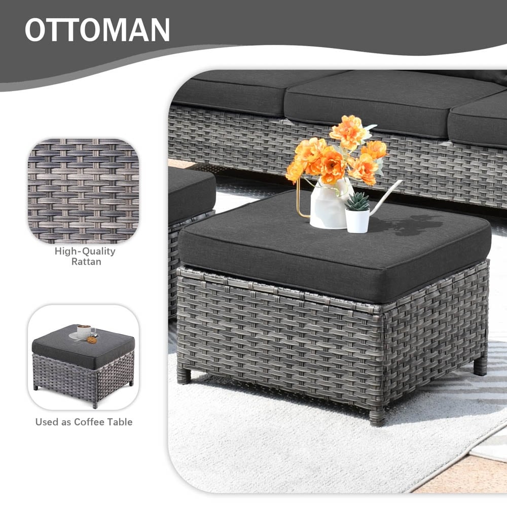 Set di mobili da conversazione in vimini da giardino OVIOS da 8 pezzi con sedie girevoli