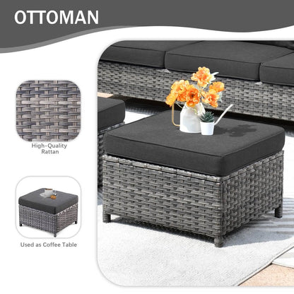 Set di mobili da conversazione in vimini da giardino OVIOS da 8 pezzi con sedie girevoli