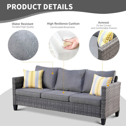 Set di mobili da conversazione in vimini da giardino OVIOS da 8 pezzi con sedie girevoli