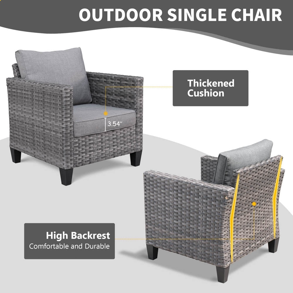 Set di mobili da conversazione in vimini da giardino OVIOS da 8 pezzi con sedie girevoli