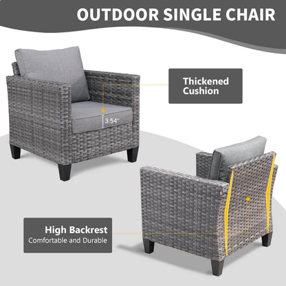 Set di mobili da conversazione in vimini da giardino OVIOS da 8 pezzi con sedie girevoli