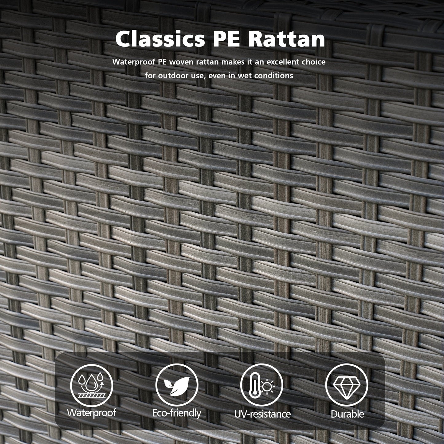 Set di mobili componibili da esterno con schienale alto in vimini da 8 pezzi OVIOS