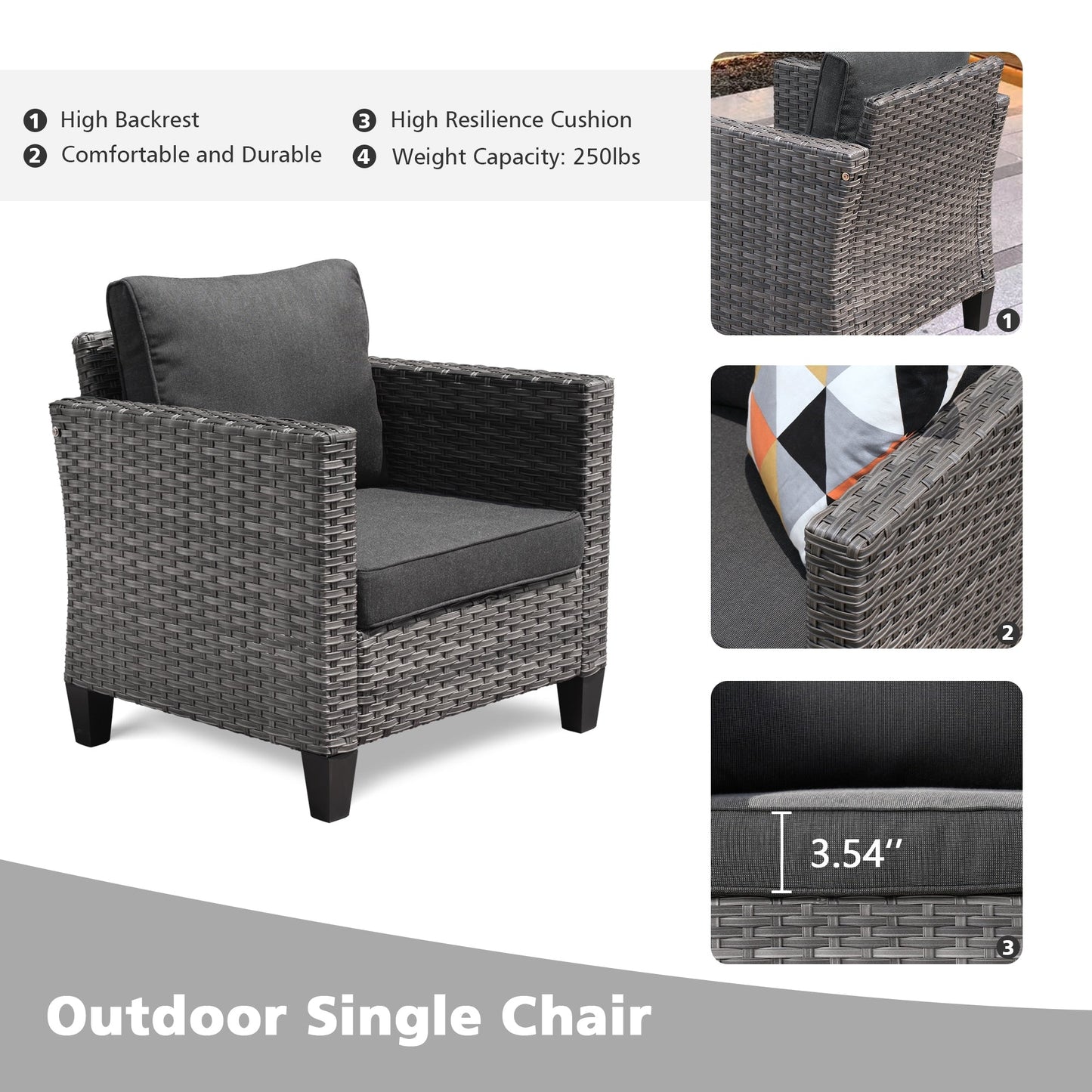 Set di mobili componibili da esterno con schienale alto in vimini da 8 pezzi OVIOS