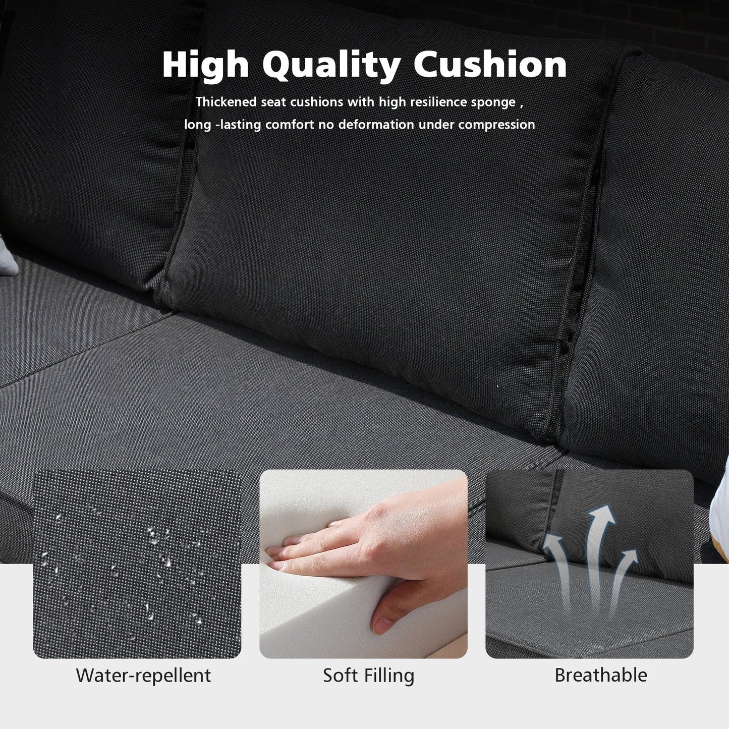 Set di mobili componibili da esterno con schienale alto in vimini da 8 pezzi OVIOS