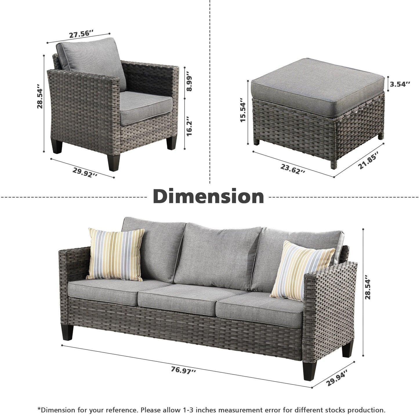 Set di mobili componibili da esterno con schienale alto in vimini da 8 pezzi OVIOS