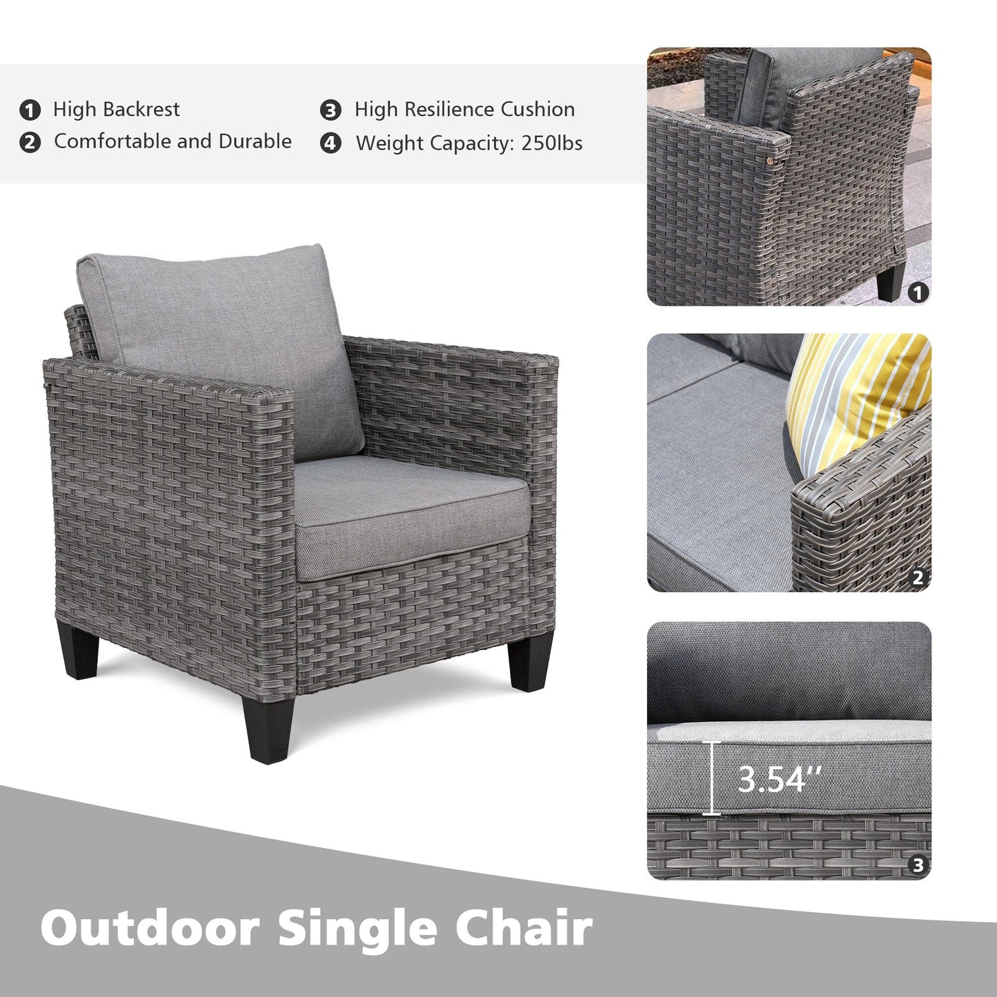 Set di mobili componibili da esterno con schienale alto in vimini da 8 pezzi OVIOS