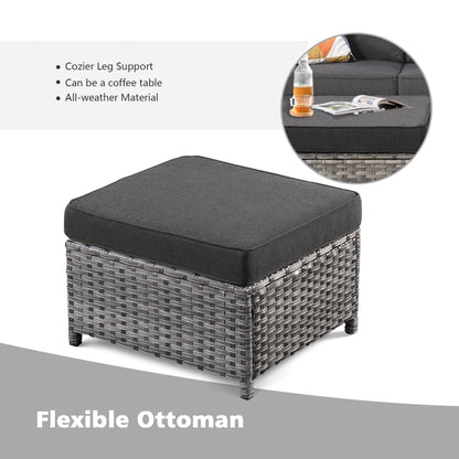 Set di mobili componibili da esterno con schienale alto in vimini da 8 pezzi OVIOS