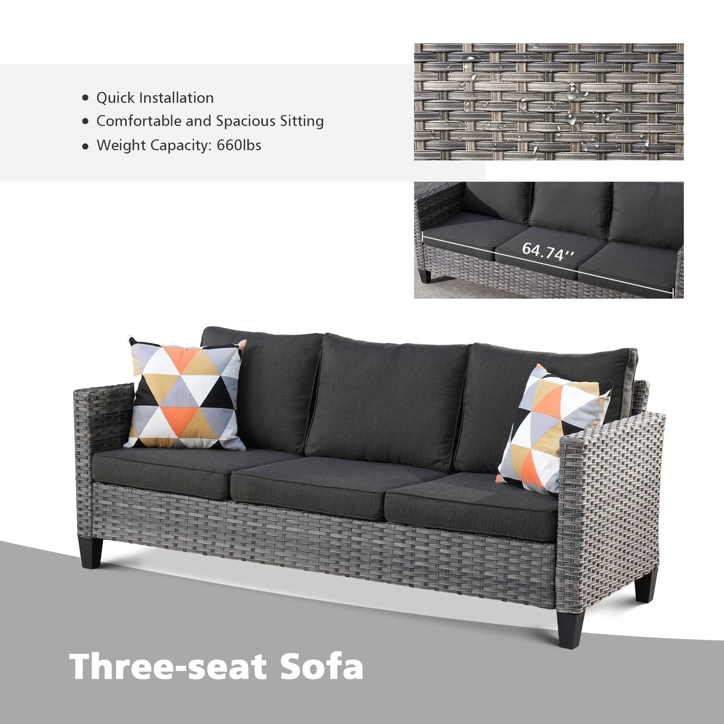 Set di mobili componibili da esterno con schienale alto in vimini da 8 pezzi OVIOS