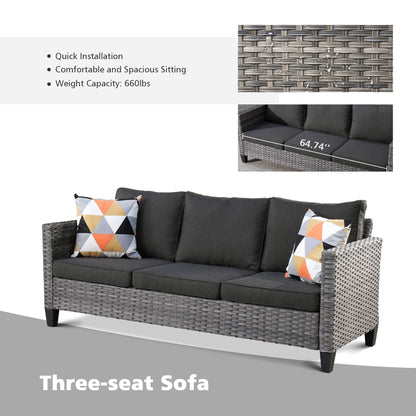 Set di mobili componibili da esterno con schienale alto in vimini da 8 pezzi OVIOS