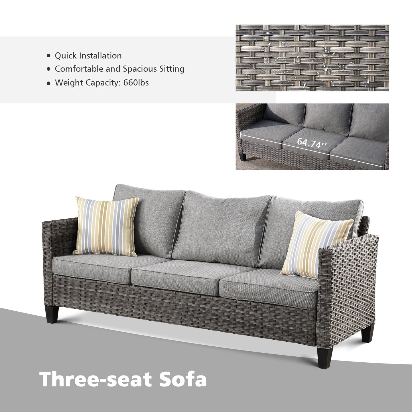 Set di mobili componibili da esterno con schienale alto in vimini da 8 pezzi OVIOS