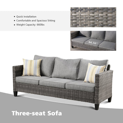 Set di mobili componibili da esterno con schienale alto in vimini da 8 pezzi OVIOS