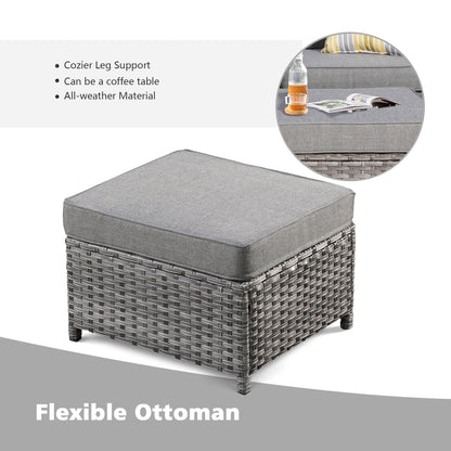 Set di mobili componibili da esterno con schienale alto in vimini da 8 pezzi OVIOS